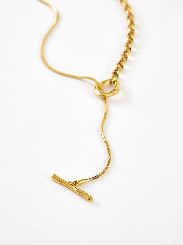 LOVEVVR Golden Lariat Y-Necklace