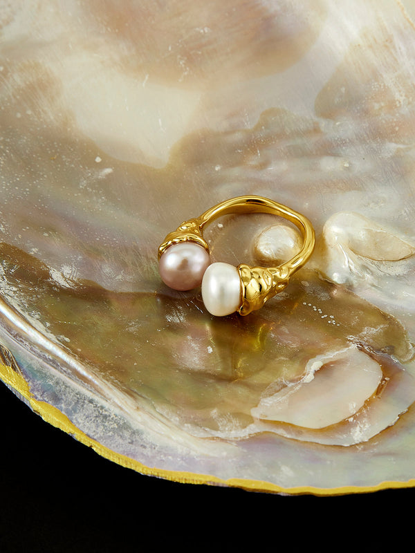 LOVEVVR Elegant Pearl Open Ring