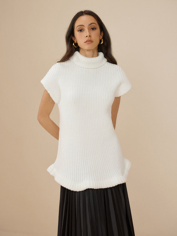 LOVEVVR Elegant Ribbed Turtleneck Sweater