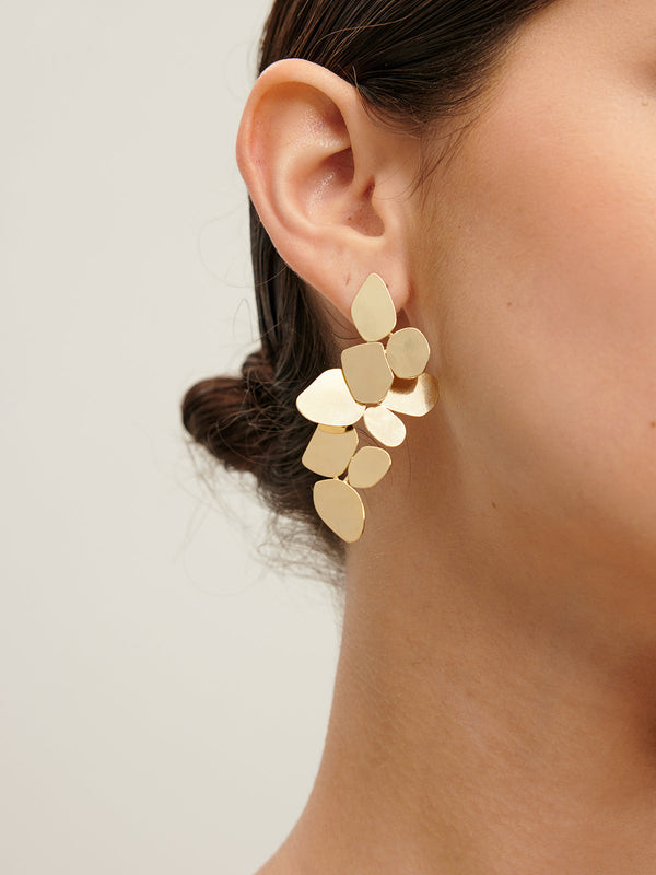 LOVEVVR Leaves Panel Stud Drop Earrings