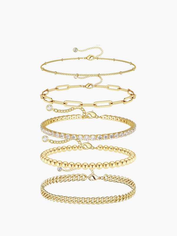 LOVEVVR 5pcs Golden Geometrical Bracelet