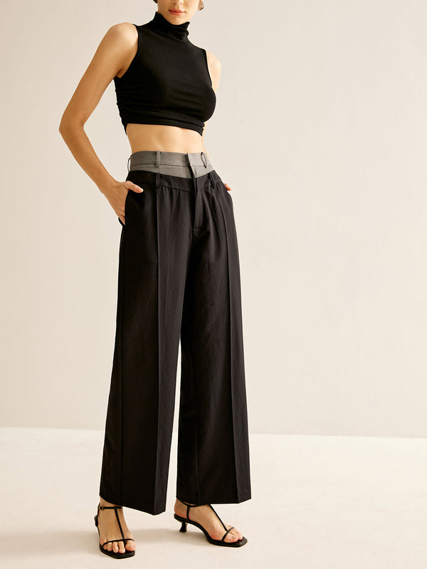 LOVEVVR High-Waist Patchwork Pants