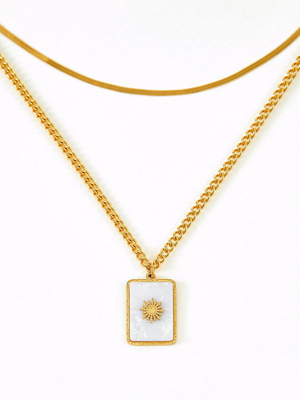 LOVEVVR Double-Layer Shell Sun Necklace