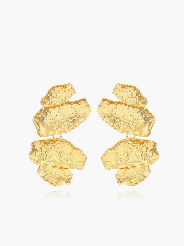 LOVEVVR Irregular Golden Leaves Drop Earrings