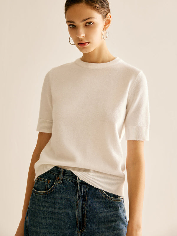 LOVEVVR Crew Neck Plain Knit Top