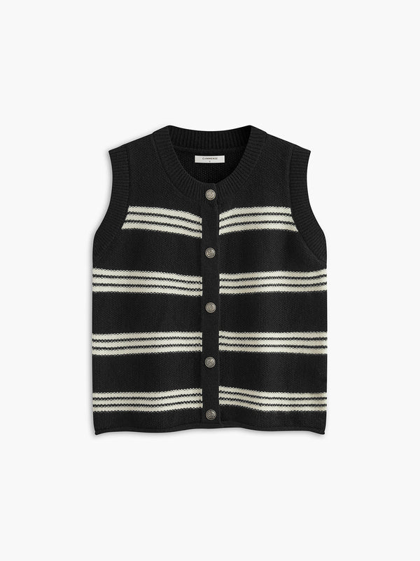 LOVEVVR Crew Neck Striped Sweater Vest