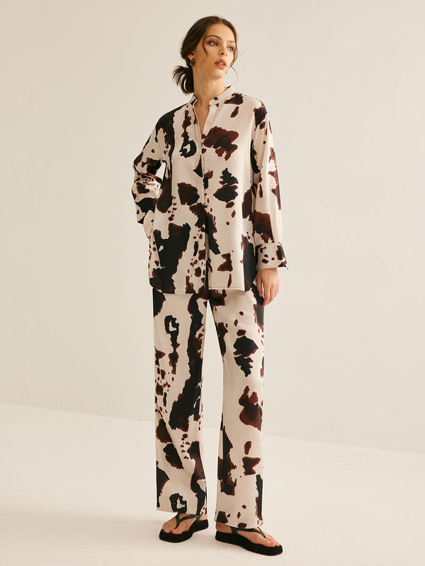 LOVEVVR Cow Printed Loose Shirt