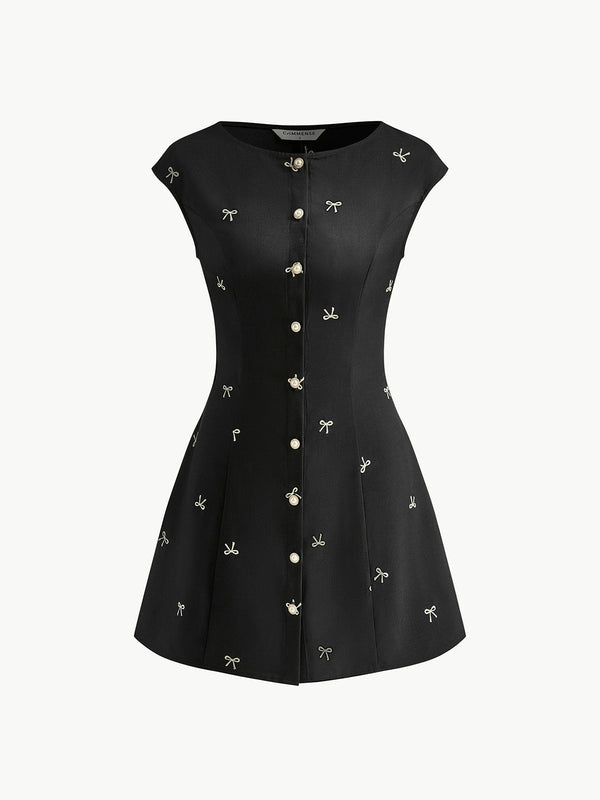 LOVEVVR Bow Detail Breasted Tank Dress