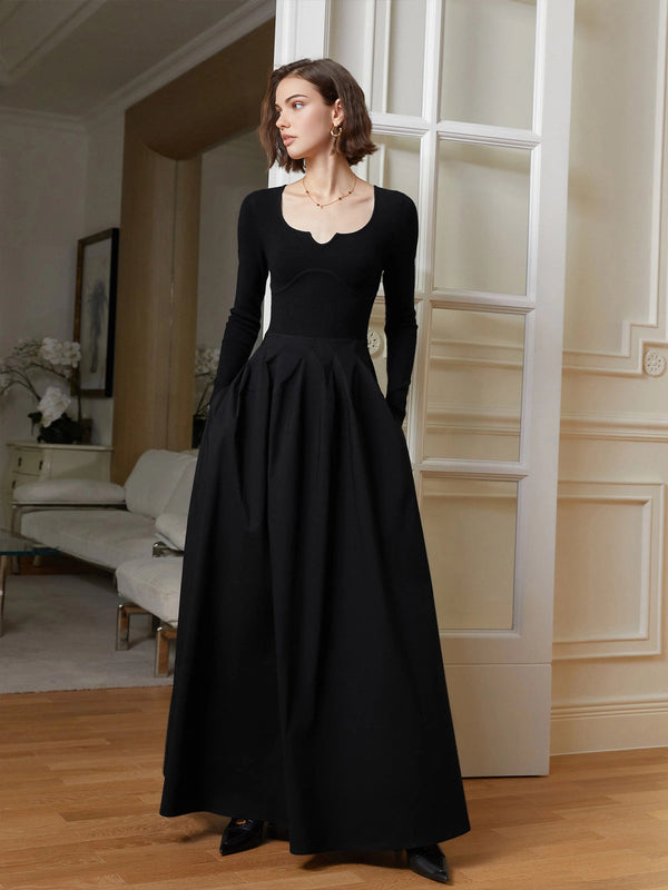 LOVEVVR Elegant Umbrella-Shape Panel Dress