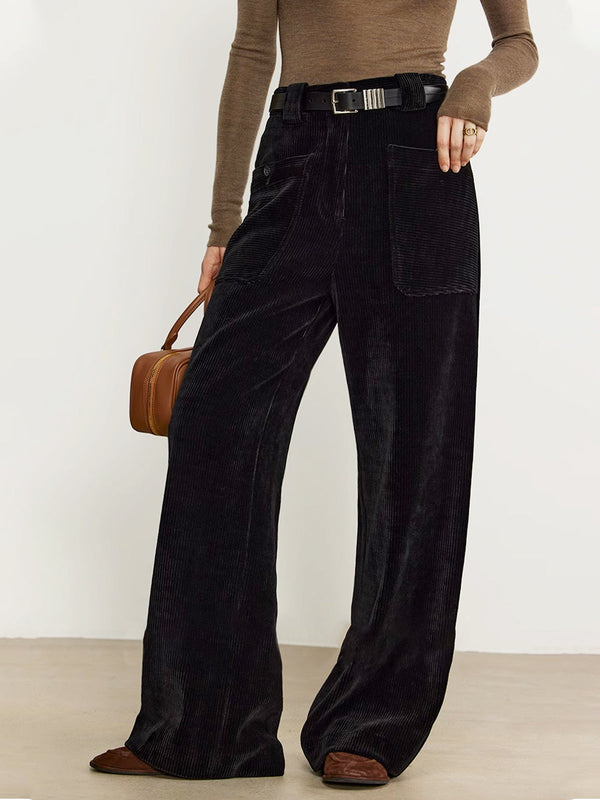 LOVEVVR Corduroy Draped Pants Without Belt