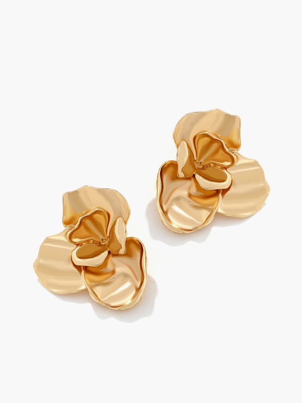 LOVEVVR 3D Golden Flower Earrings