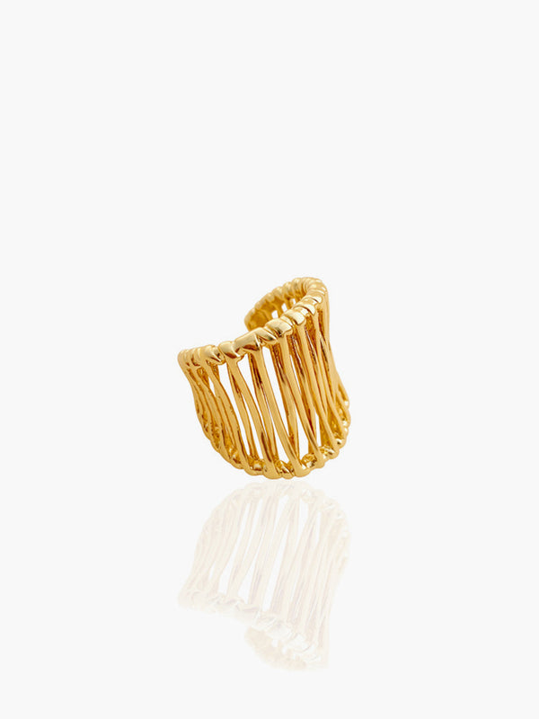 LOVEVVR C-Shape Golden Fence Open Ring