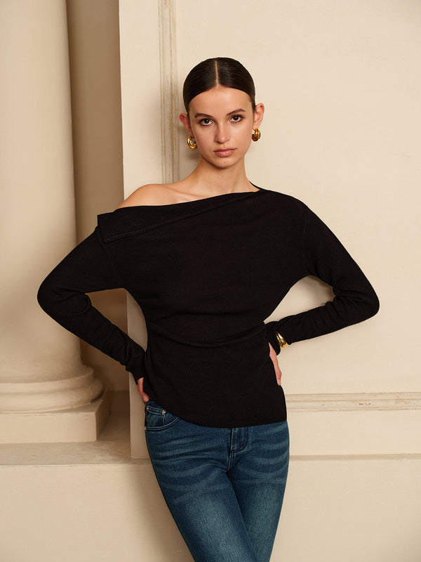 LOVEVVR Asymmetrical Pleated Stretch Blouse