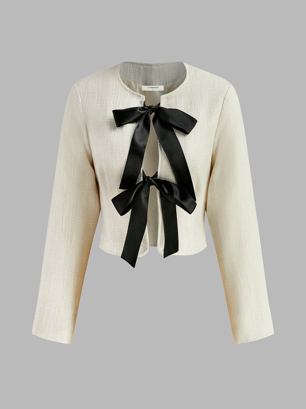 LOVEVVR Bow Decor Short Blazer