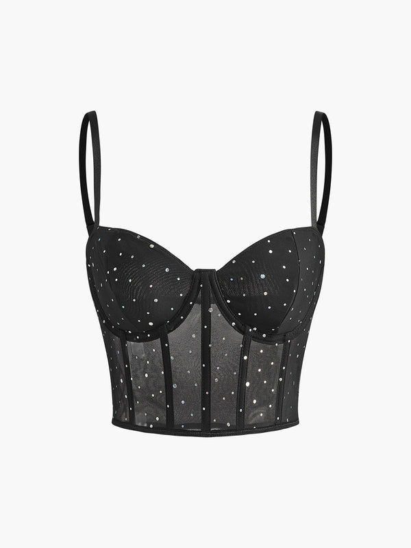 LOVEVVR Mesh Polka Dot Corset Top