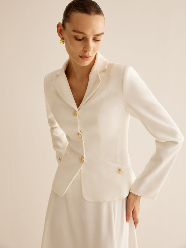 LOVEVVR Elegant Metal-Button Blazer