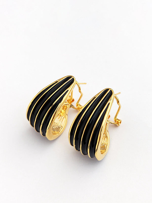 LOVEVVR Contrast Striped Hoop Earrings