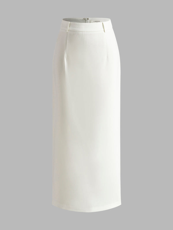 LOVEVVR Elegant Slit Back Maxi Skirt Without Belt