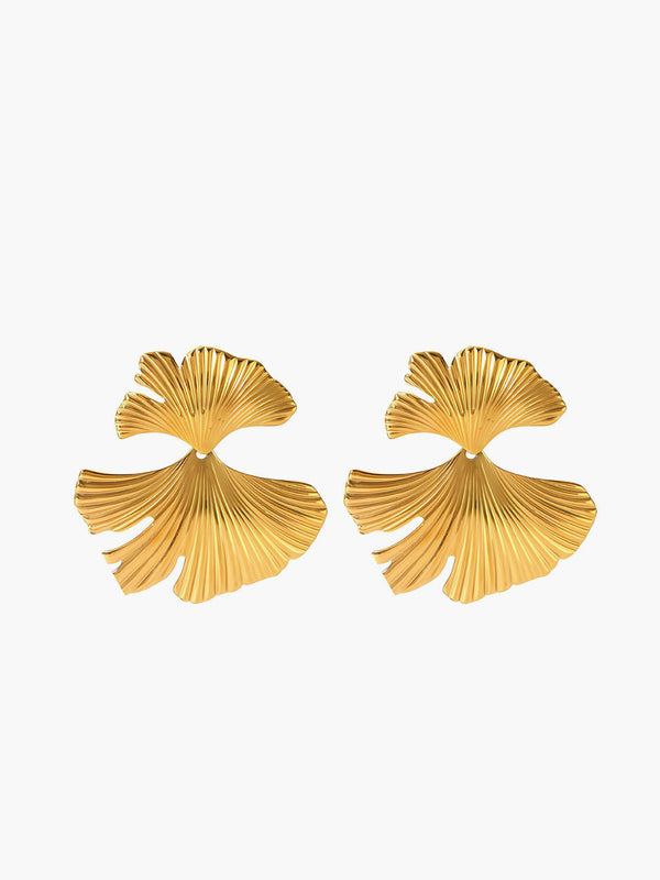 LOVEVVR Ginkgo Leaf Ripple Earrings