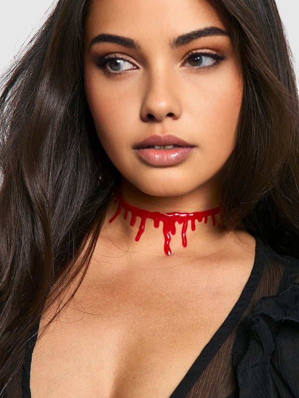 LOVEVVR Halloween Imitation Blood Dripping Choker Necklace