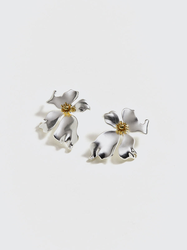 LOVEVVR Irregular Metal Petal Stud Earrings