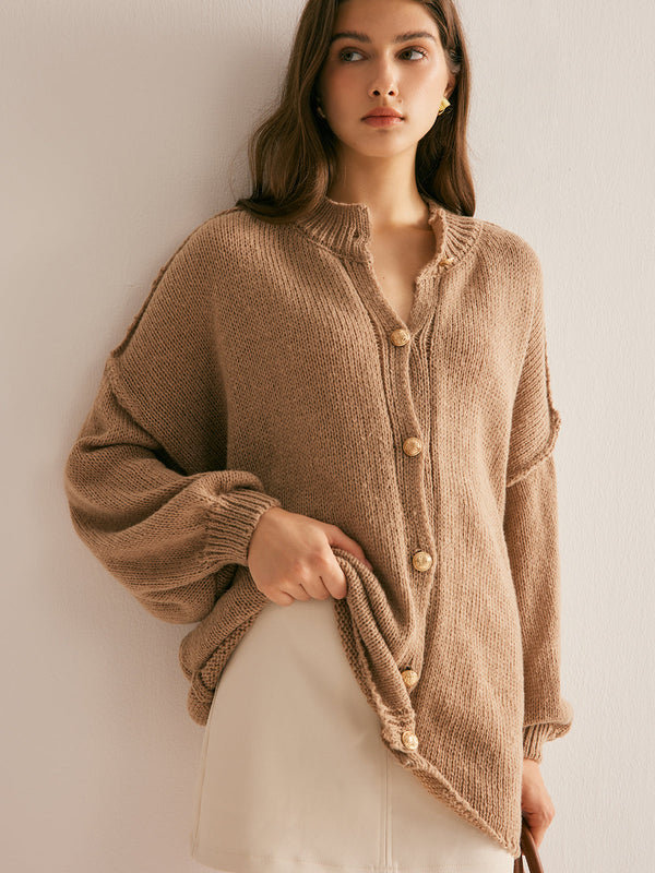 LOVEVVR Button Loose Soft Cardigan