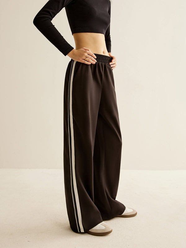 LOVEVVR Contrast Striped Elastic Waist Pants