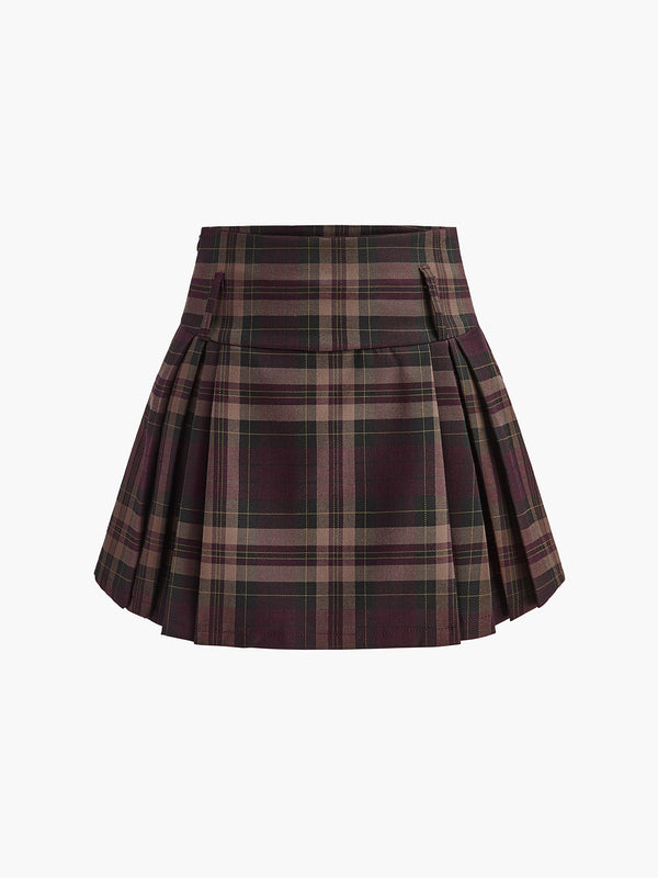 LOVEVVR Checked Zipper Mini Skirt