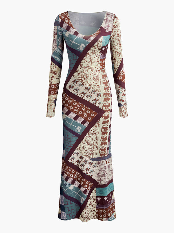 LOVEVVR Boheme Printed Slim Jersey Dress