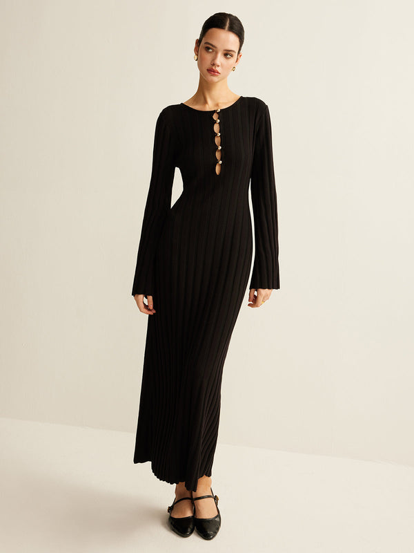 LOVEVVR Cutout Soft Sweater Dress