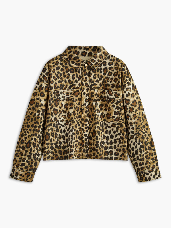 LOVEVVR Leopard Breasted Polo Jacket