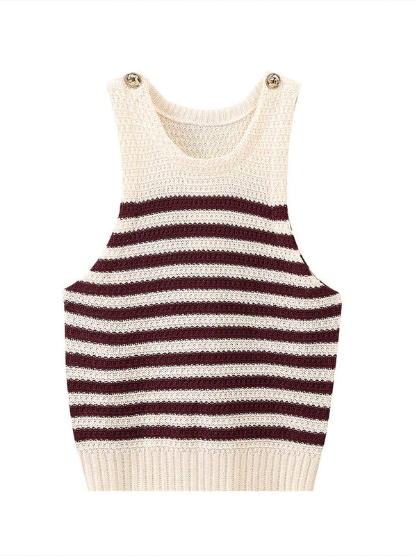 LOVEVVR Leisure Striped Sweater Vest