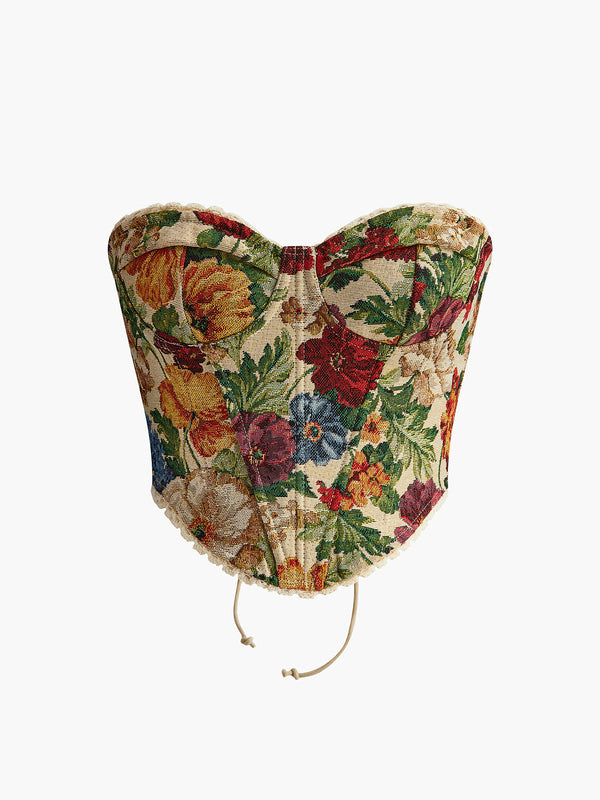 LOVEVVR Floral Drawstring Corset