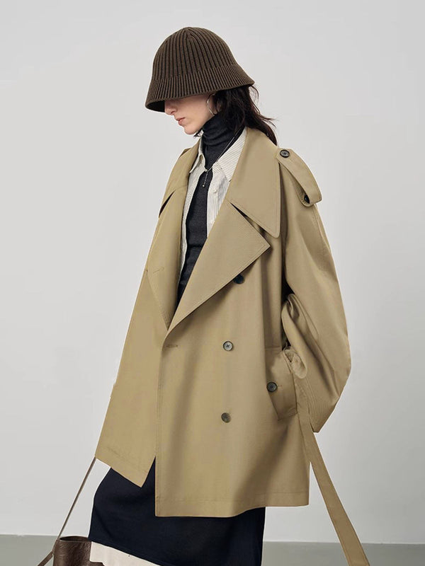 LOVEVVR Lapel Loose Belted Trench Coat