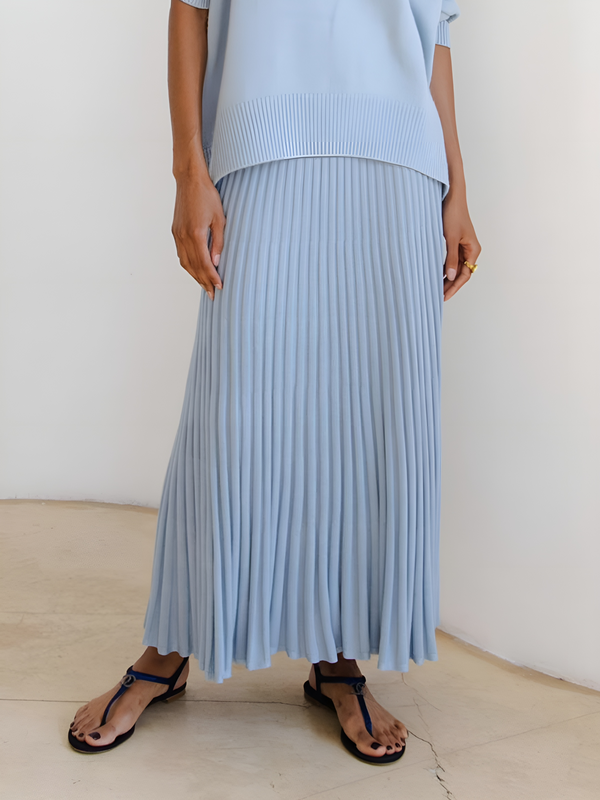 LOVEVVR Leisure Pleated Knit Skirt