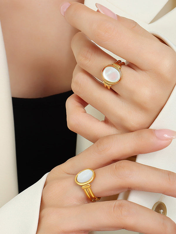 LOVEVVR Elegant White Sea Shells Ring