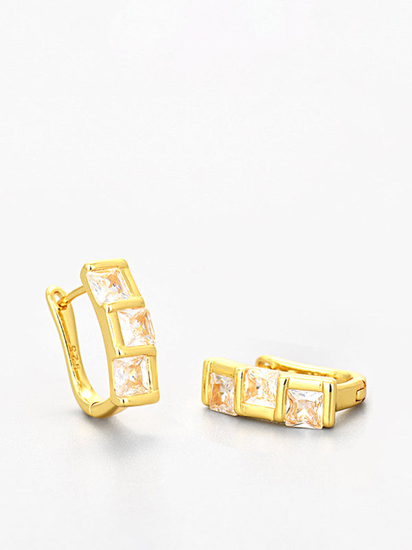 LOVEVVR Elegant Square Zircon Hoop Earrings