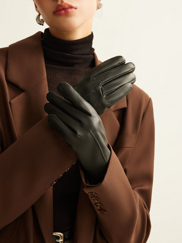 LOVEVVR Goatskin Windproof Fleece Lined Gloves