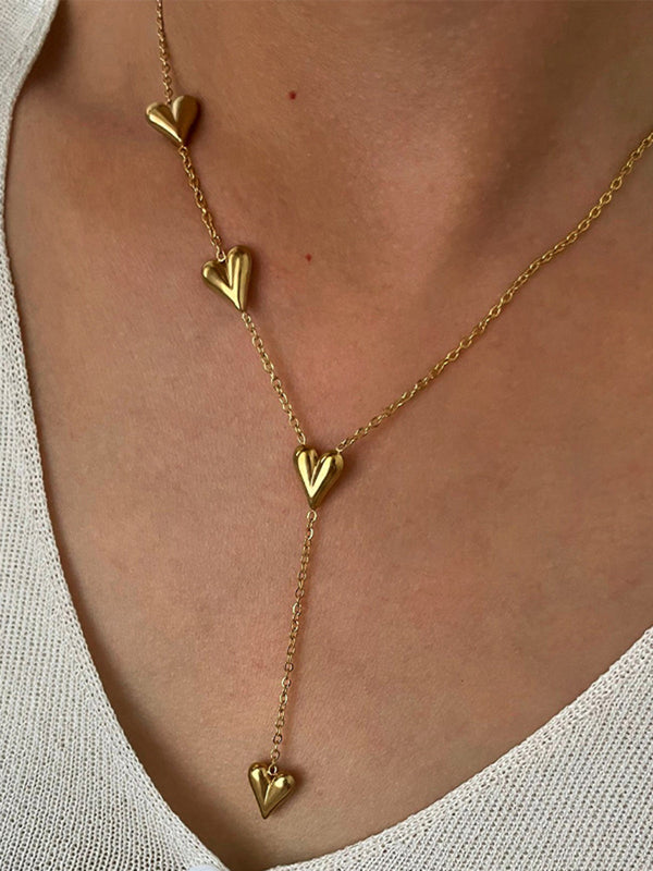 LOVEVVR Golden Heart Tassel Necklace