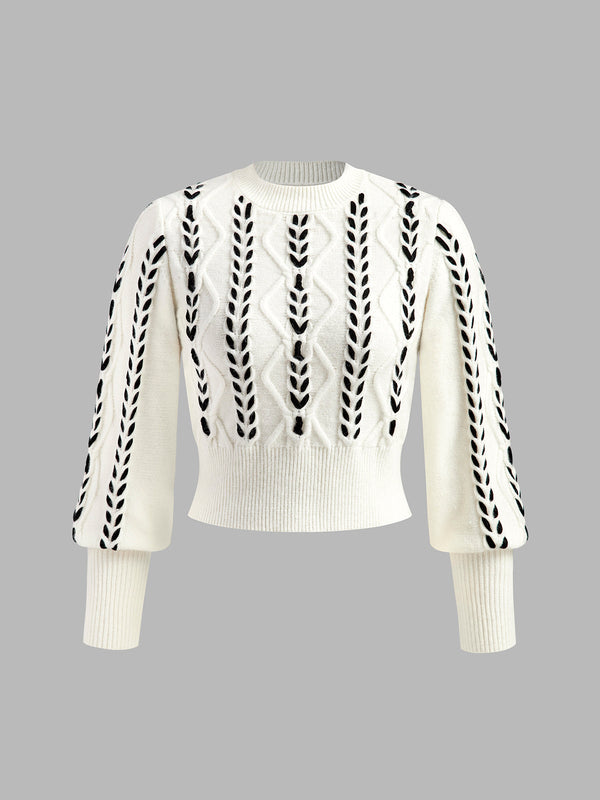 LOVEVVR Contrast Binding Cinched Sweater