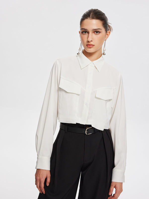 LOVEVVR Fair And Square Collared Crop Shirt