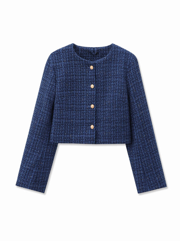 LOVEVVR Elegant Plain Tweed Jacket