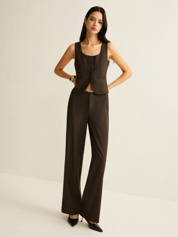 LOVEVVR High-Waist Straight Pants