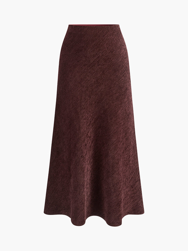 LOVEVVR Minimalist Corduroy Draped Skirt