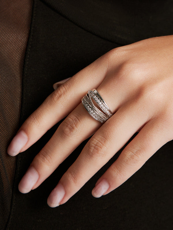 LOVEVVR Elegant Multi-Layer Zircon Ring