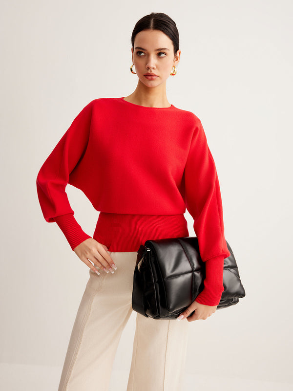 LOVEVVR Leg-Of Mutton Cinched Sweater