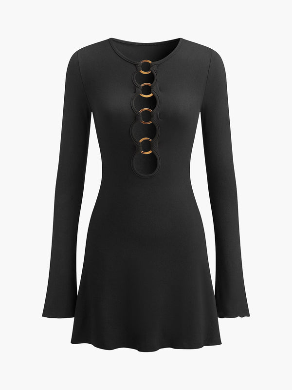 LOVEVVR Circle-Ring Cutout Jersey Dress