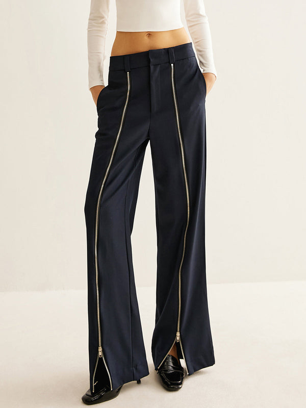 LOVEVVR Front Zipper Straight Pants