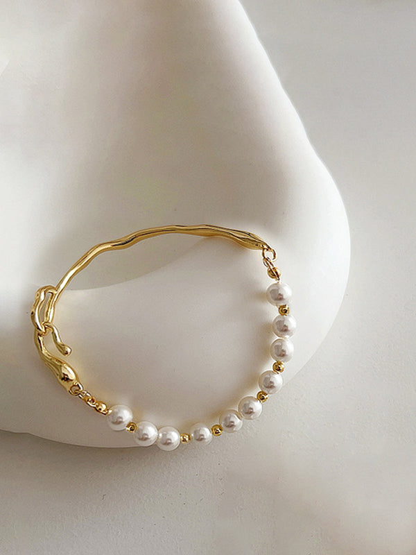 LOVEVVR Irregular Metal Pearl Bracelet