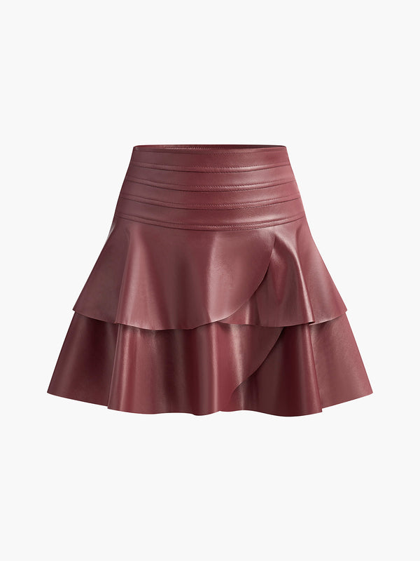 LOVEVVR High-Waist Corset Ruffle Skirt